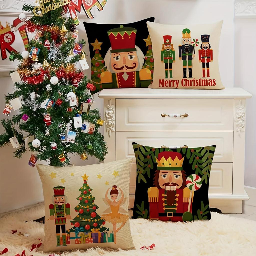 Рождественские наволочки «Щелкунчик»: Праздничные дизайны для веселых праздников Наволочка на подушку дивана-кровати, Новогоднее украшение для дома