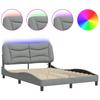 Vidaxl Rama Łóżka Z Oświetleniem Led Bez Materaca Jasnoszary 140X190Cm