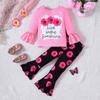 Children Clothing Girls Spring and Summer Casaul Sets Floral Printed Tops and Flared Pants Set Baby Toddler Suit