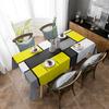 Yellow Mosaic Color Abstract Art Waterproof Tablecloth Wedding Decor Table Runner Coffee Dinning Decor Table Cover
