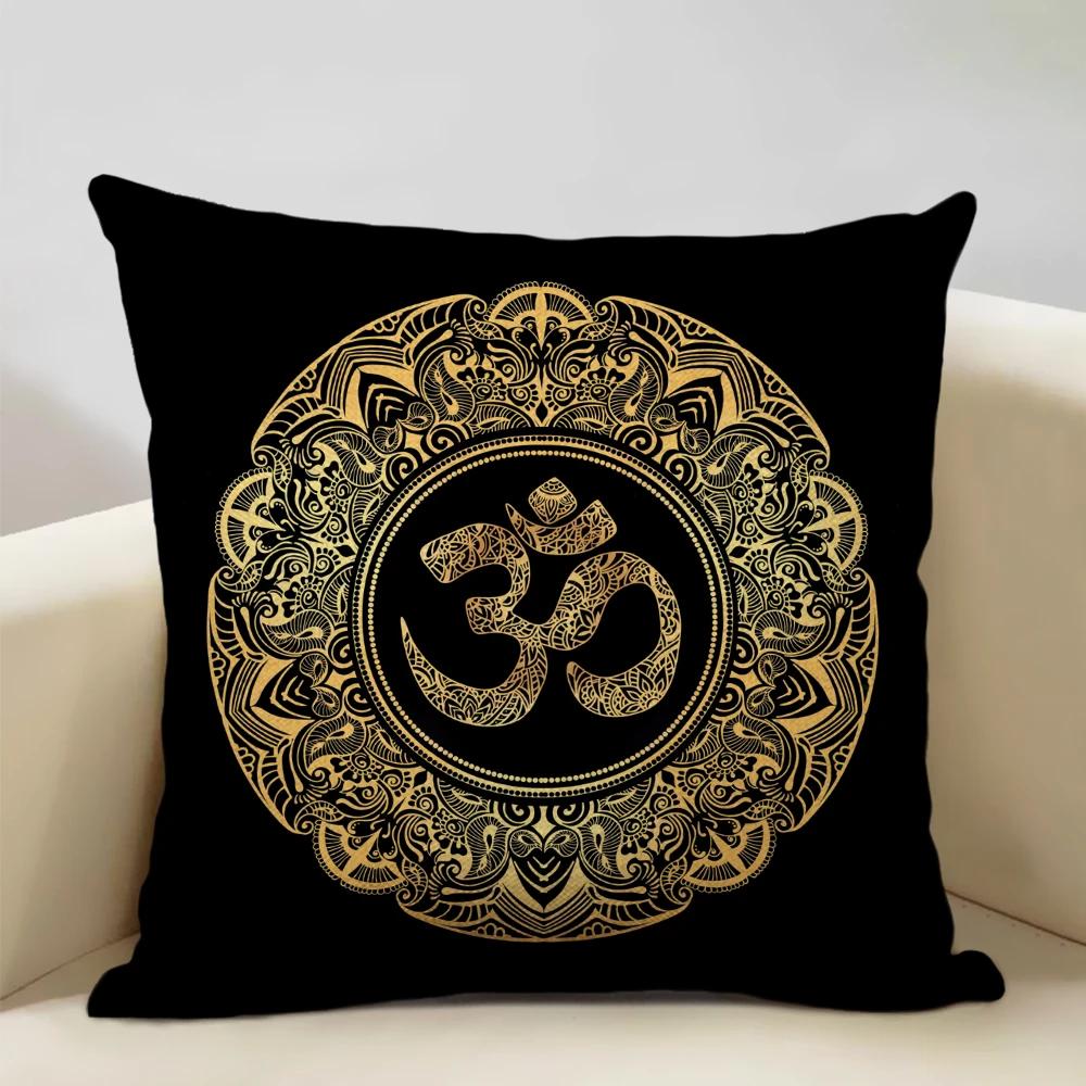 Mandala Sofa Decorative Throw Pillow Case, Hamsa Cushion Cover, Home Living Room Pillow Cover, 45x45cm