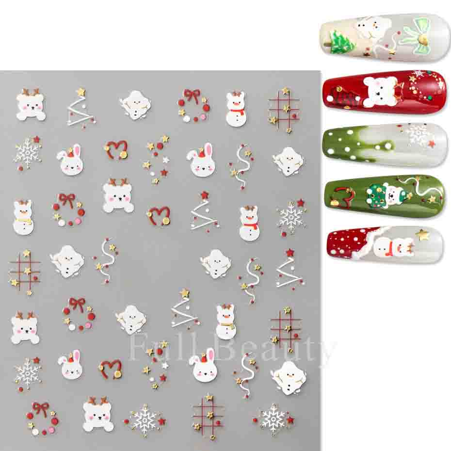 Рождественские наклейки для ногтей, самоклеящиеся наклейки для дизайна ногтей, Рождество, Санта, лось, снежный колокольчик, крутой дизайн, Рождество