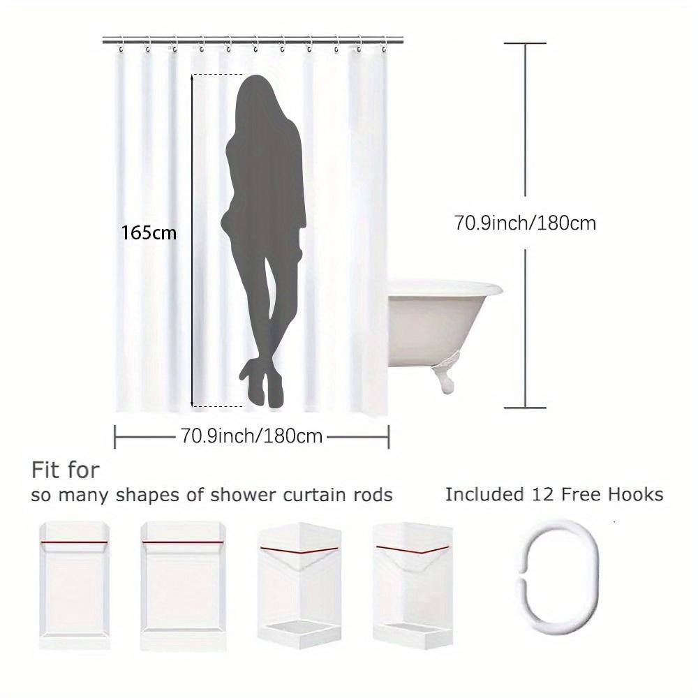 Dog Print Shower Curtain Black & White Artistic Design Polyester Washable With Hooks Stylish Bathroom Decor
