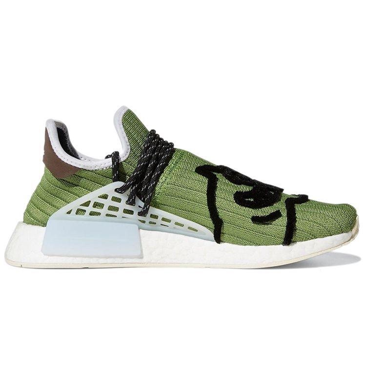 BBC Ice Cream x Pharrell x adidas NMD Human Race Бегущая собака Унисекс Кроссовки Зеленый Кастомизированный Основной-Белый GZ1664