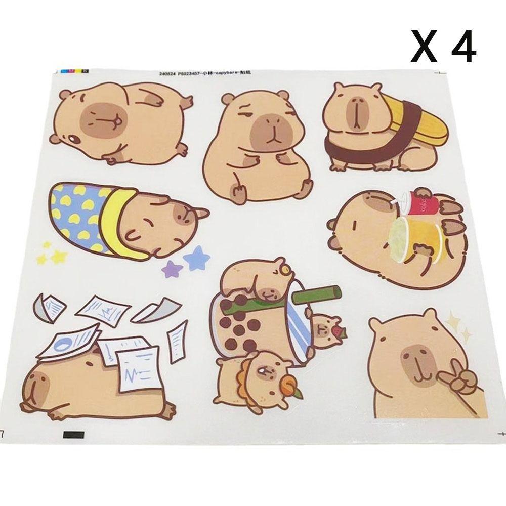 4Pcs/bag Cartoon Capybara Sticker Stationery DIY Decorative Stickers  Children
