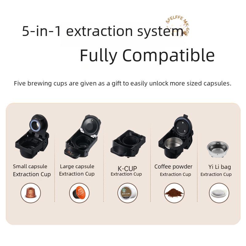 5-in-1 Fully Automatic Capsule Coffee Machine with 7 Hot/Cold Levels for Espresso and American Coffee