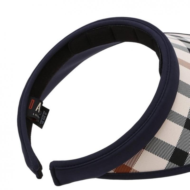 Daks Navy Check Wide Brim Sun Cap Dbhe4e101n2