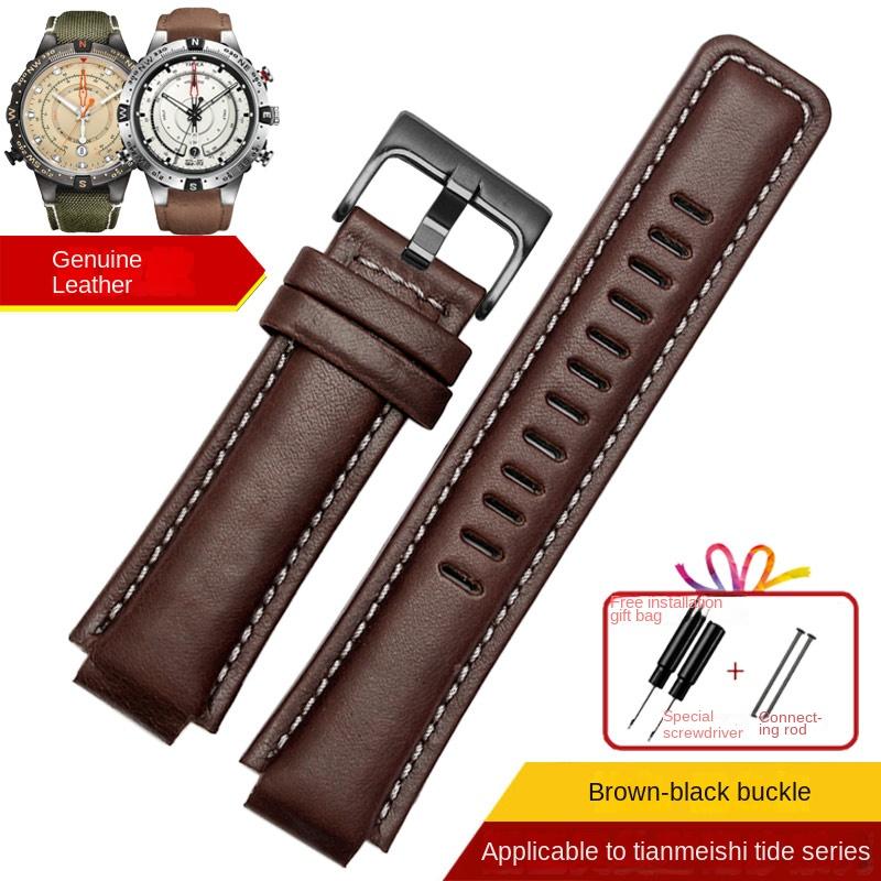 Спортивный холщовый ремешок для часов с кожаной подкладкой Для TIMEX T2N720 T2N721 TW2R55500 24*16 мм Армейский зеленый коричневый Мужской ремешок для часов Браслет
