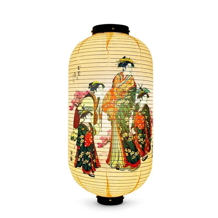Japanese Style Geisha Pattern Lantern Waterproof Cloth Ukiyo-e Cuisine Restaurant Izakaya Decor Lantern Festival Party Decor