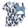 Girls Bikini 2PCS Swimsuit Quick Dry Kimono Drawstring Coverup Girls Swimsuit