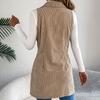 Autumn Winter Women's Corduroy Vest Solid Color Double-breasted Long Corduroy Vest Slim-fit Sleeveless Vest