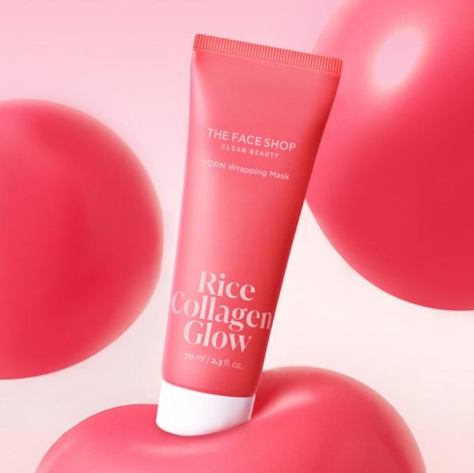 The Face Shop Рисовая и Коллагеновая Glow PDRN Обертывающая Маска 70мл – Осветляющая и Укрепляющая Тканевая Маска