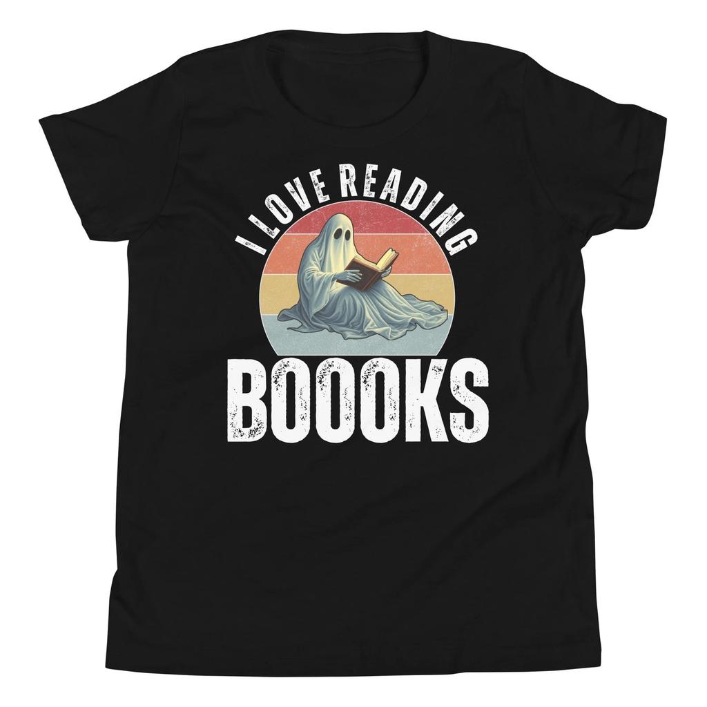 I Love Reading Boooks Ghost Book Lover Halloween Costume Youth T-Shirt