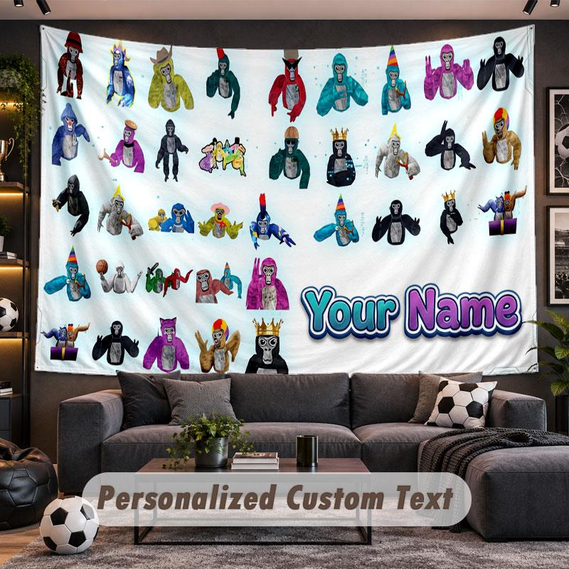 Wall Hanging Tapestry Custom NameGorilla Tag Pattern Personalized Printed Fabric Wall Decor