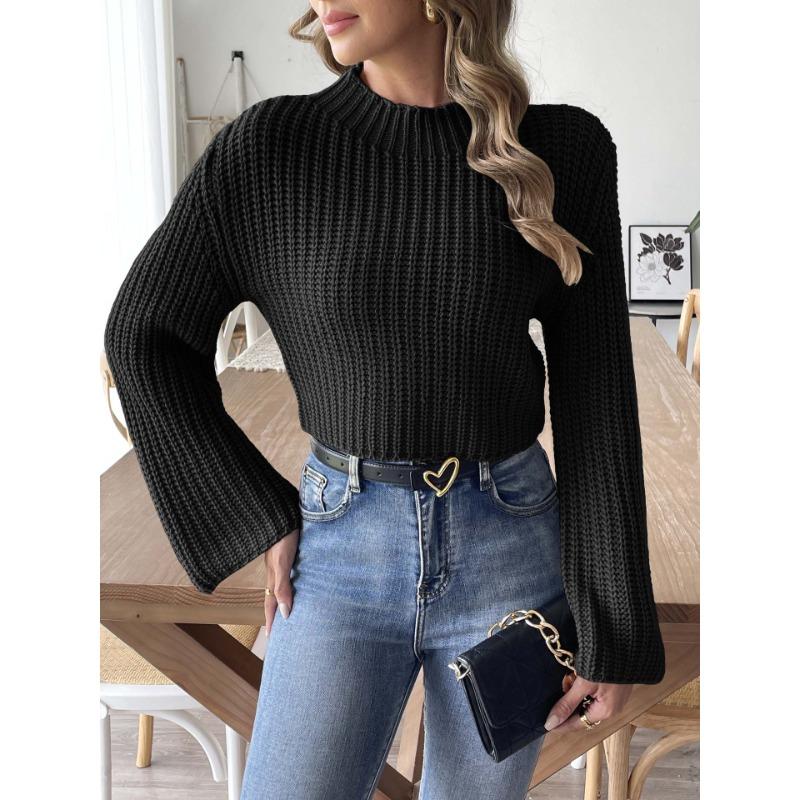 Women's Fall/winter Short Crop Casual Half Turtleneck Sweater