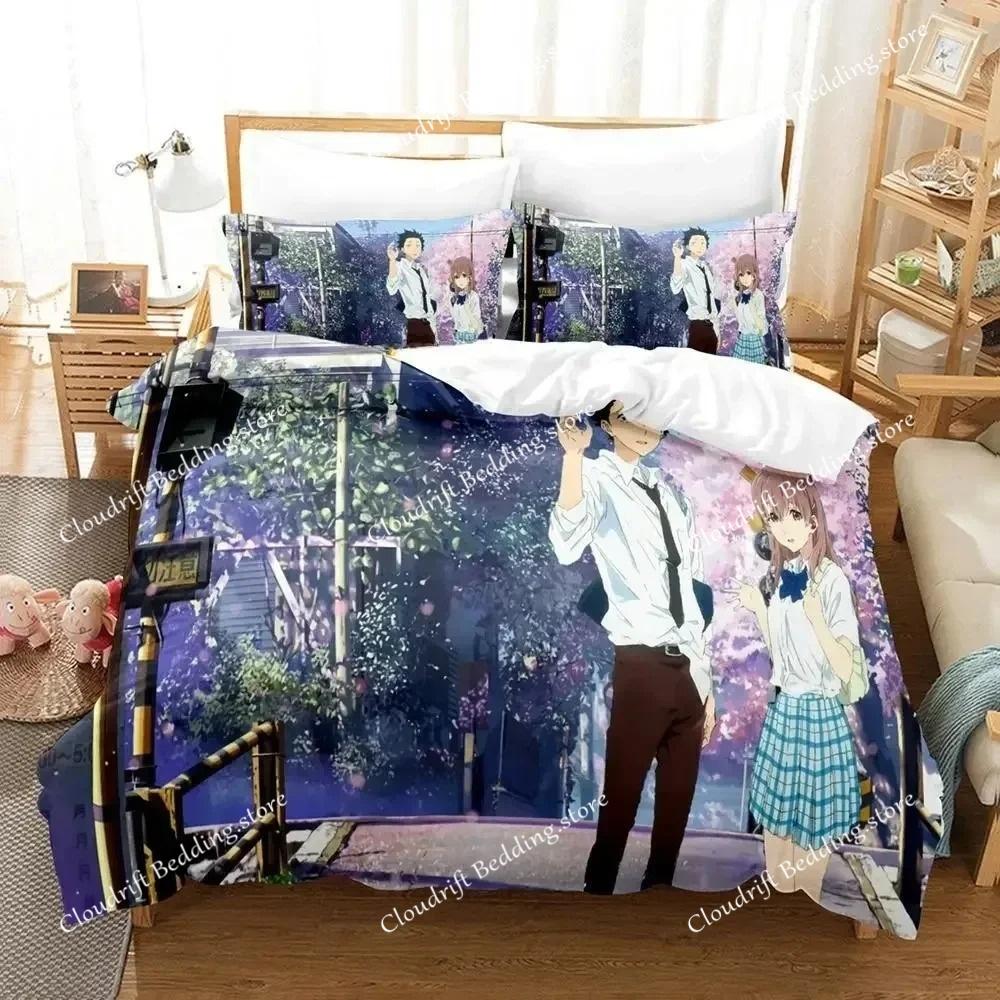 Новый комплект постельного белья Koe No Katachi Односпальный Полуторный Двуспальный Евро King Size Комплект постельного белья для взрослых детей Спальня Пододеяльник Комплекты Аниме Комплект постельного белья