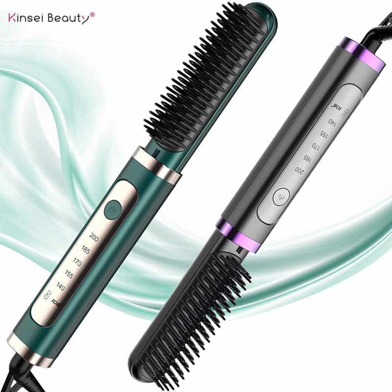 Kinsei Beauty Многофункциональная электрическая щетка-выпрямитель для волос, щетка с подогревом, керамические бигуди, горячая расческа для мужчин, прямой инструмент для бороды