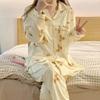 French Cream Bear Printing New Loungewear Spring And Autumn Long-Sleeved Trousers Pajamas Women Can Wear