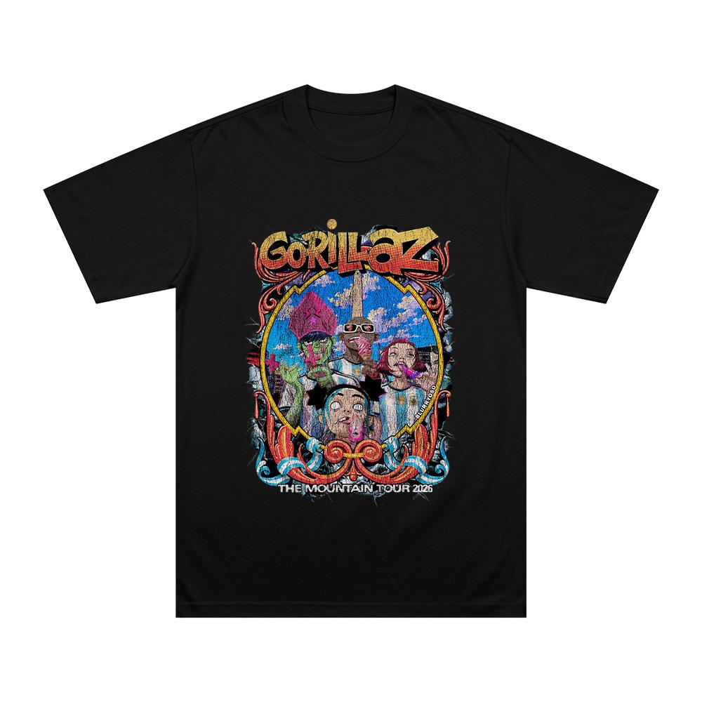 The Mountain Tour 2026 T Shirts Gorillazs Football World Cup Fashion High Street Streetwear Summer Unisex Pure Cotton Loose Tees