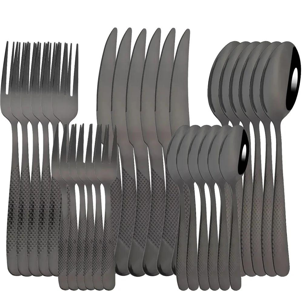 30pcs Tableware Set Stainless Steel Dinnerware Sets Knife Fork Spoon Flatware Western Cutlery Set Knife Fork Spoon Tea Spoon