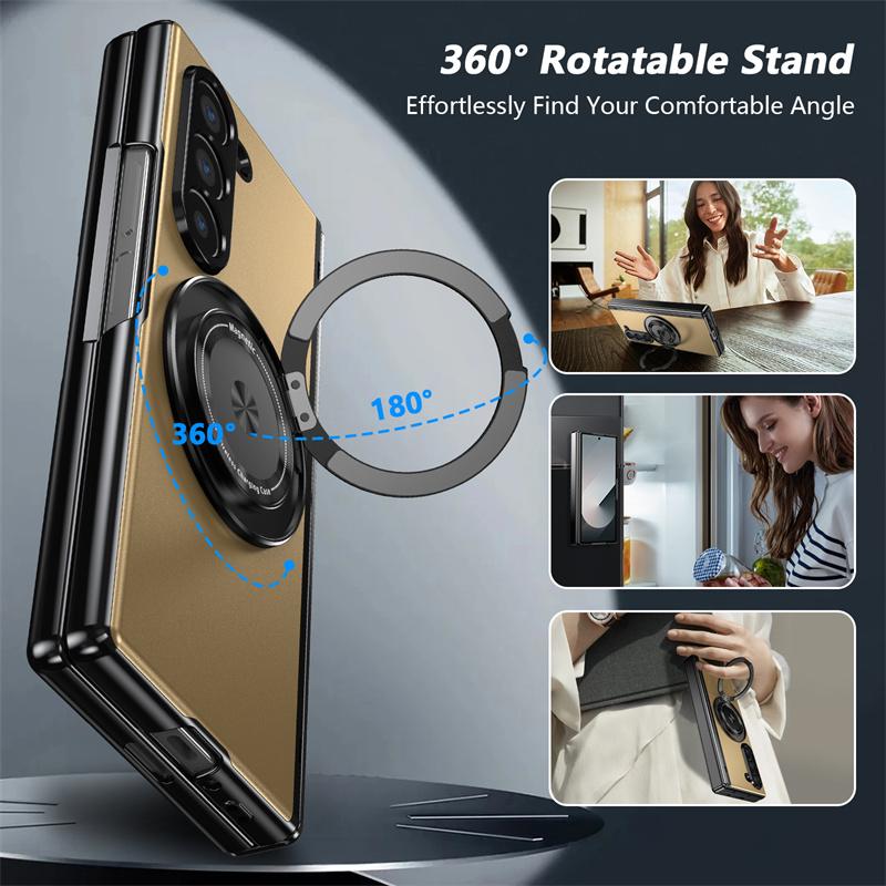 Матовый однотонный чехол для телефона Samsung Galaxy Z Fold 6 5 4 3 Hard Shell Защитная противоударная защитная пленка с держателем