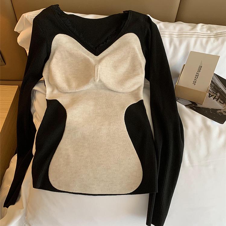 Женский бесшовный термокомплект из смеси шерсти: Теплый осенне-зимний базовый слой с утепленным верхом