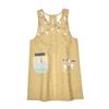 Button Ribbon Perforated Apron Cat Circle 258003 Beige [Kusuguru Japan] M-L