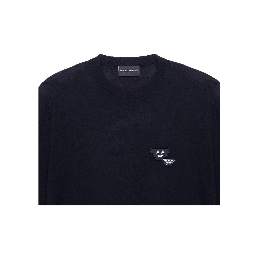 Emporio Armani Однотонный свитер с мелким узором, повседневный, с круглым вырезом, с длинным рукавом, мужской, черный 3H1MXB-1MVQZ-999