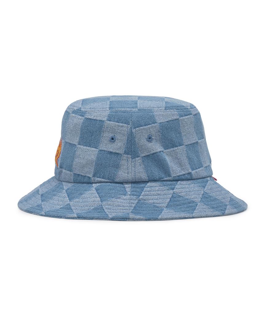 Treasure Flame Checkerboard Denim Bucket Hat Indigo