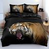 3D Tiger Bedding Set King Queen Full Twin Size Brown Animal Duvet Cover Jungle Wildlife Comforter Cover Polyester Quilt Cover
