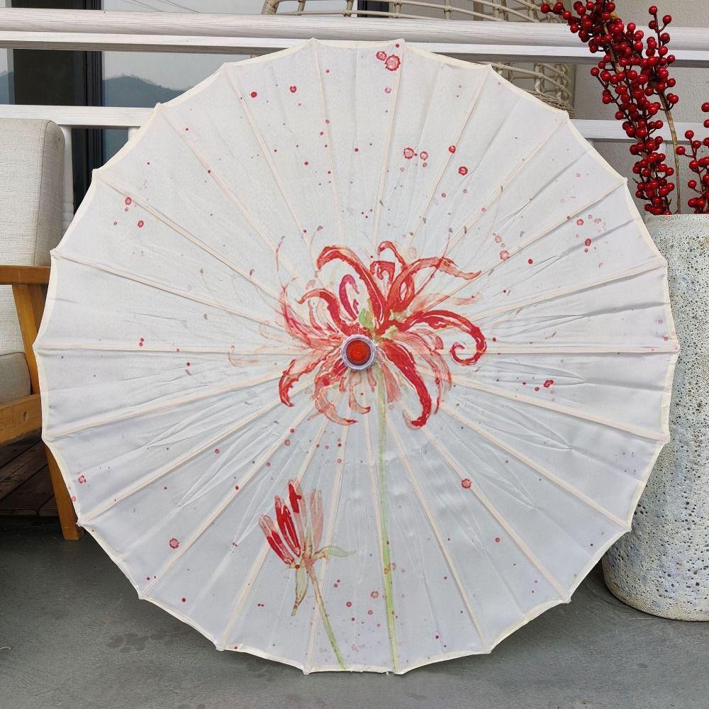 Vintage 70 cm Silk Cloth Women Umbrella Handheld Folding Classical Oil Paper Umbrella Rainproof Decorative Costume Parasol Party