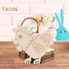 10Pcs Easter Pendant with Lanyard Rabbit Egg Hen Rooster Shape Easter-themed Wooden Charms Easter Decoration