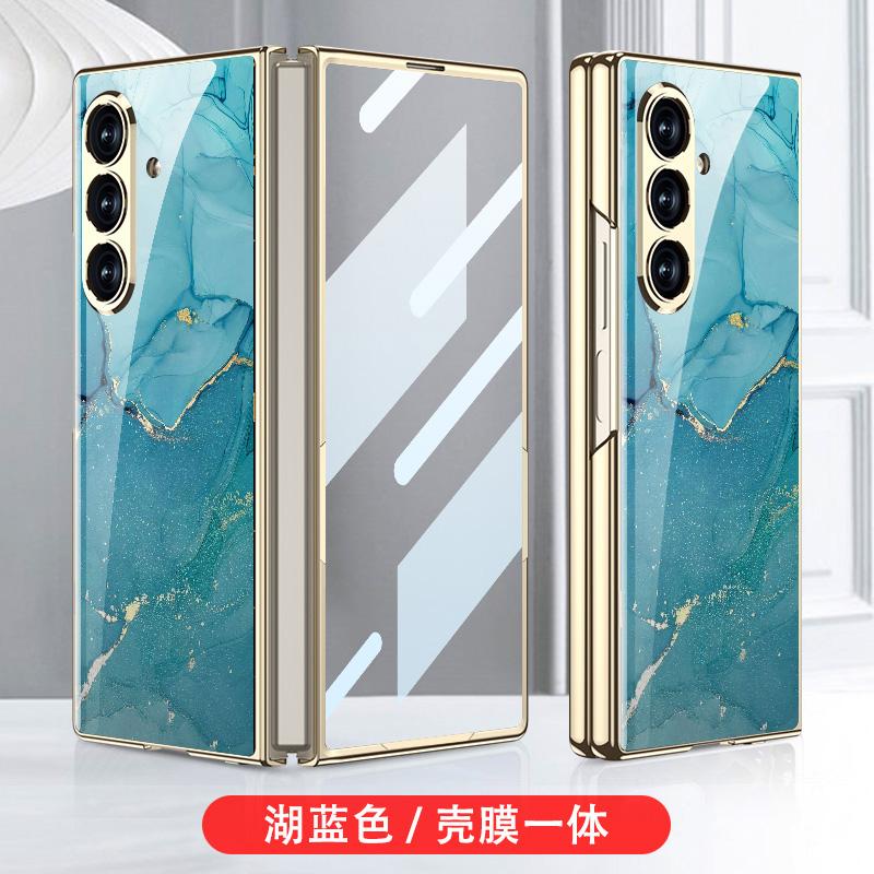 Роскошный гальванизированный чехол из окрашенного стекла для Samsung Galaxy Z Fold 7 6, защитная крышка из стекла для заднего экрана для Galaxy Z Fold7