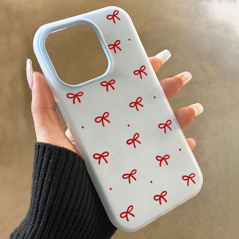 Милый Чехол-Бампер 2-в-1 Матовый Желейный с Принтом Красного Банта для Xiaomi Redmi 14C 4G 13C Note 14 13 12 Pro Plus 11 10 Конфетного Цвета