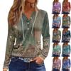Women's T Shirt Tee Button Floral Print Long Sleeve Daily Weekend Fashion Basic V-Neck Regular Top
