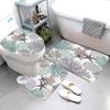 Starfish Seashell Coral Beach Theme Bathroom Rug Set Nautical Coast Underwater Creature Pattern Bath Mat Toilet Mat Bathtub Deco