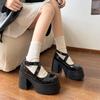 Fashion Super High Heel Single Shoes Autumn New Round Toe Shallow Mouth One Strap Platform Non-slip Wear-resistant Mary Jane Shoes