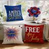 4Pcs 4Th Of July Red Blue Floral Firework Print Single-Sided Cushion Cover For Living Room Bedroom Car Home Decor