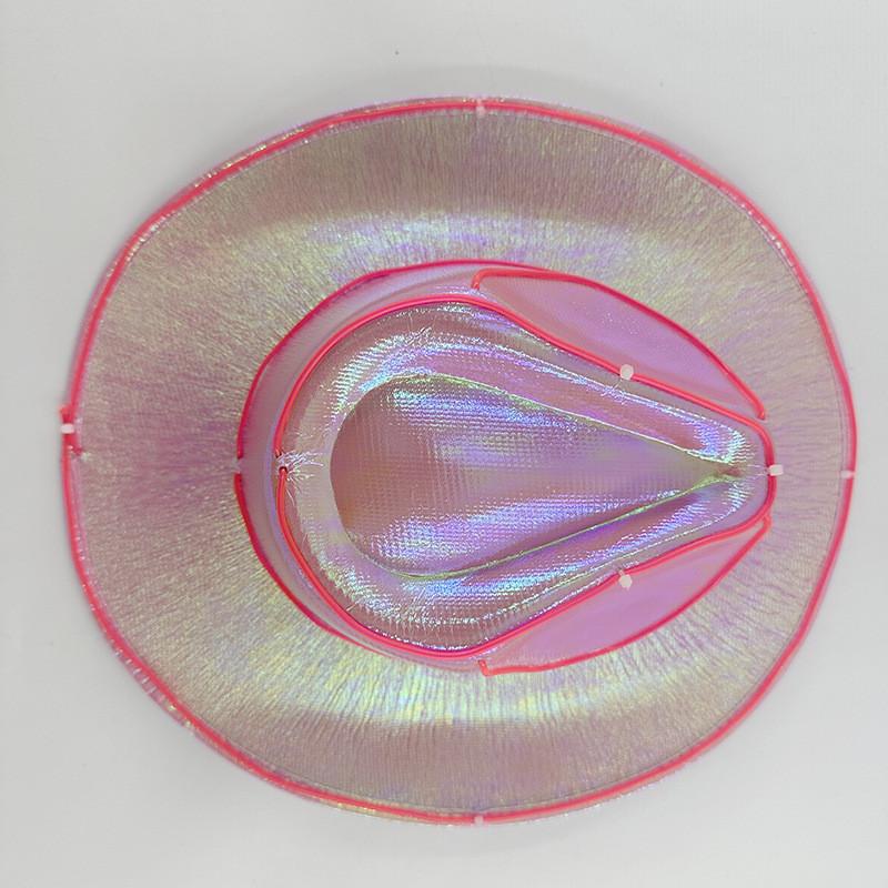 Eye-catching Sparkling Silver Pink Light-up Jazz Hat For Festivals And Holidays