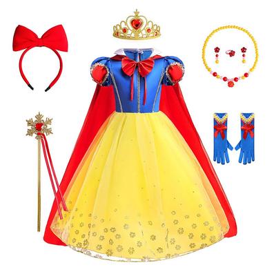 Костюм принцессы для девочек, платье для дня рождения, косплей на Хэллоуин, платья, повязка на голову с бантом, тиара, корона