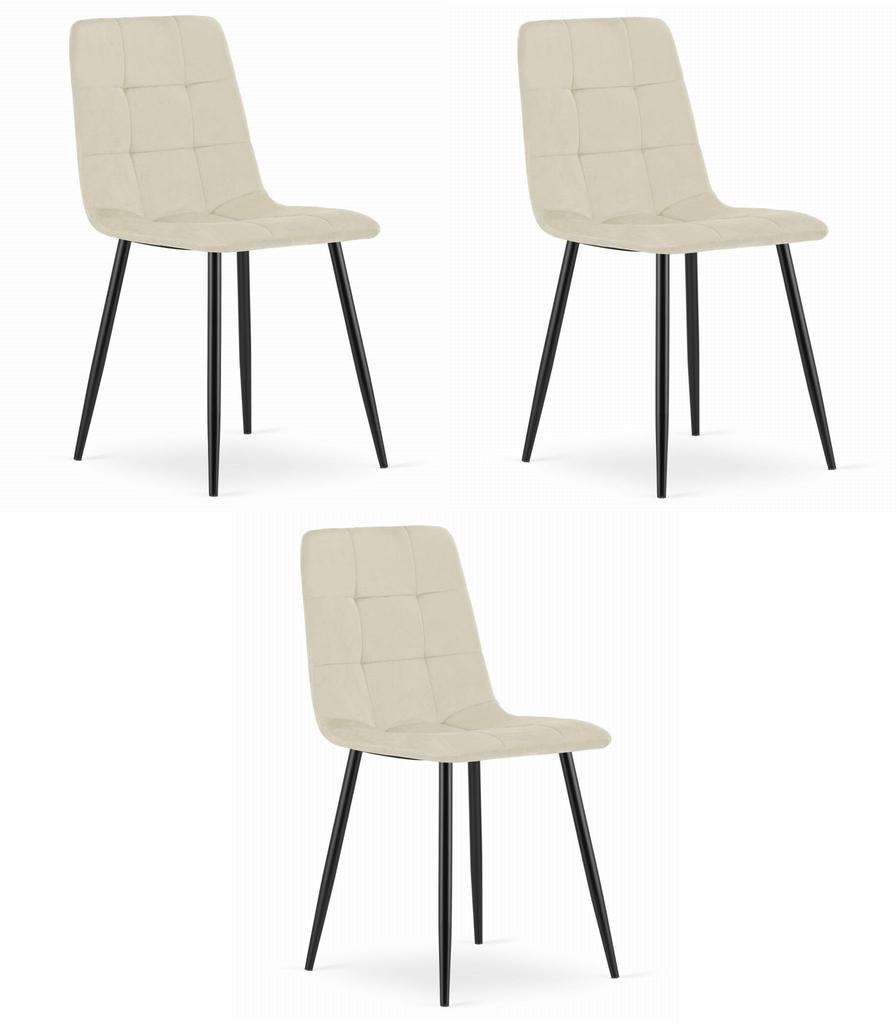 KARA chair - light beige velvet / black legs x 3