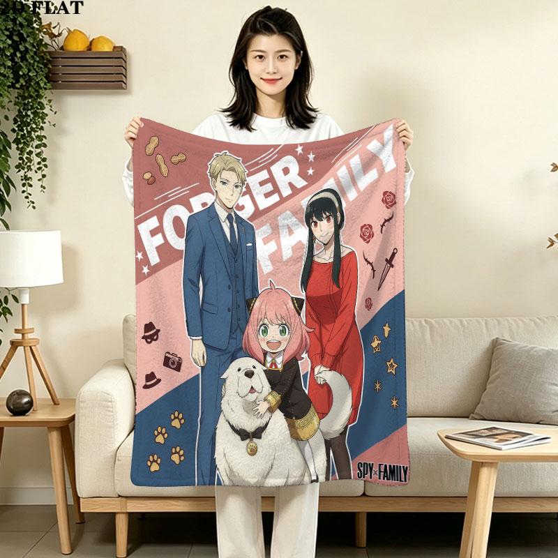 1PC Spy Family Patterned Flannel Blanket Suitable For All Seasons For Home Decor Warmth And Comfort Gifts Holiday Present