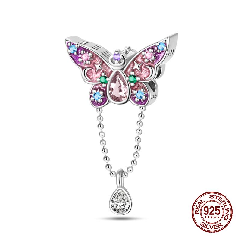 925 Sterling Silver Butterfly Tulip Iris Flower Charms Beads Fit 925 Original Bracelets Fine DIY Valentine Jewelry Gifts