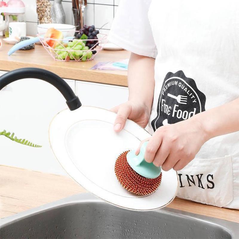 Kitchen Specific Household Stove Random Color Convenient Practical Steel Wire Ball Stainless Steel Scrubbers Brush 1 PCS/2PCS  Accessories