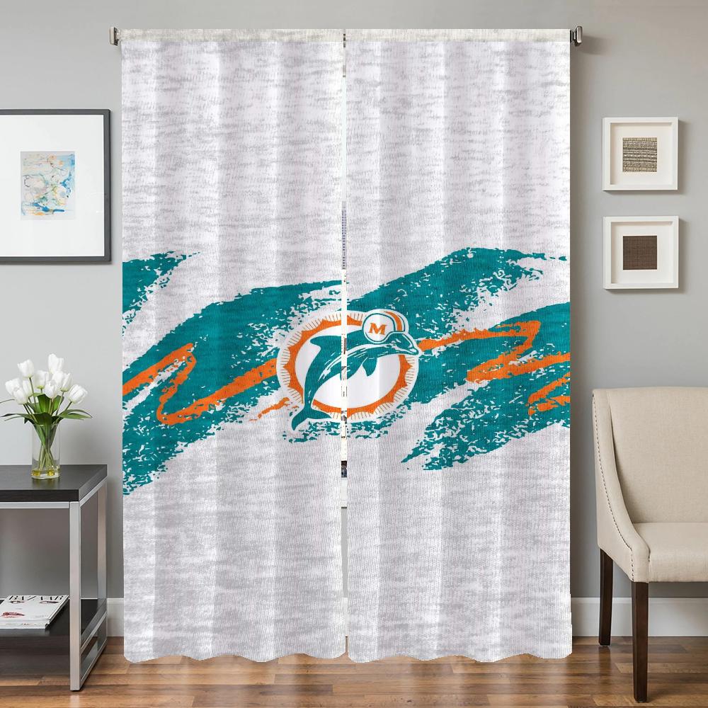 Window Kitchen Curtains For Living Room 2 Pieces Blackout Curtains Door Curtain Miami D-Dolphins Partition Bedroom Decoration