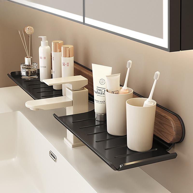 Ореховый унитаз раковина зеркало полка кран умывальник раковина настенные стеллажи для хранения вещей ванная полка туалет кухонная полка без перфоратора