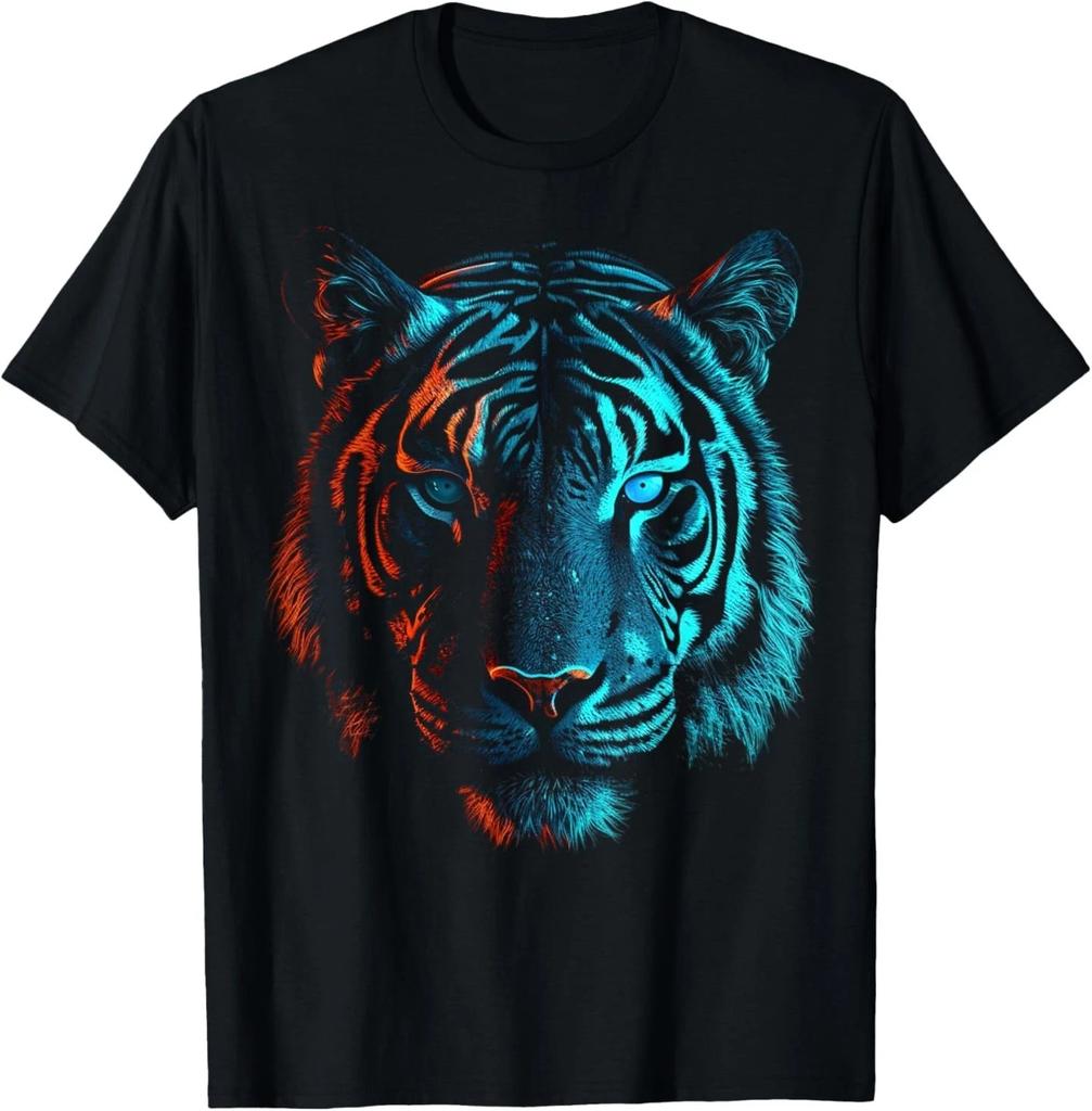 Tiger In Red and Blue - Animal Art Tiger T-Shirt