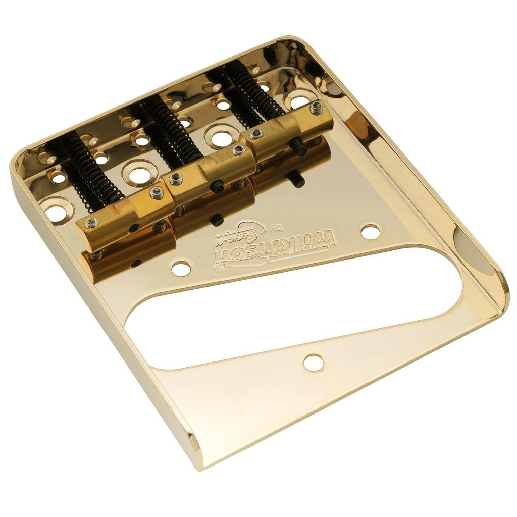Wilkinson WTB Telecaster Bridge with String Length Brass Gold TL-Type Compensation, 3-Way Saddles,