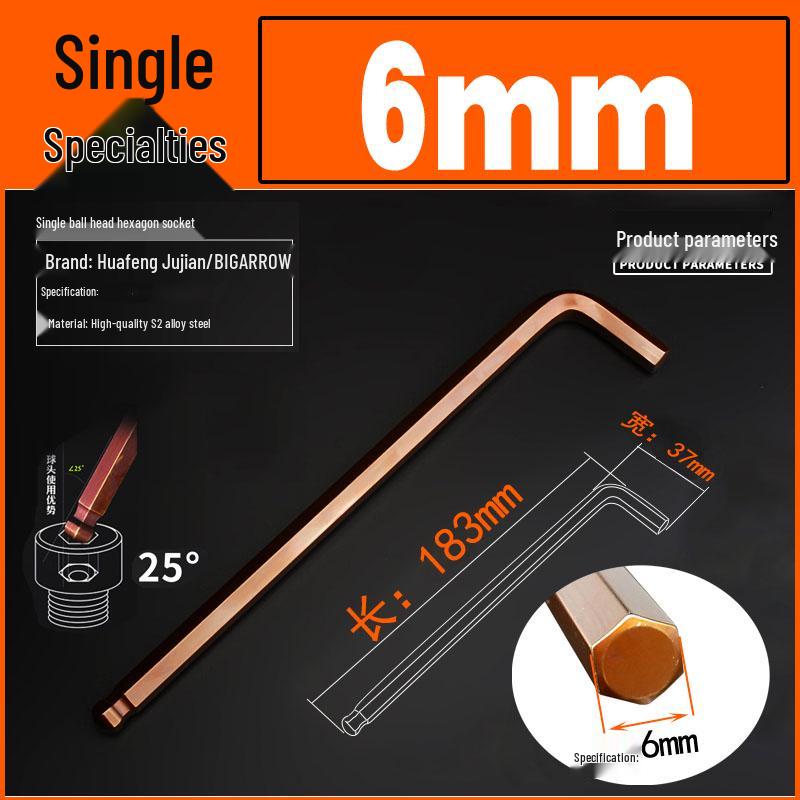 Industrial Grade S2 Hex Key & Screwdriver Set (1.5-19mm) - Single Size 8 Hex Wrench