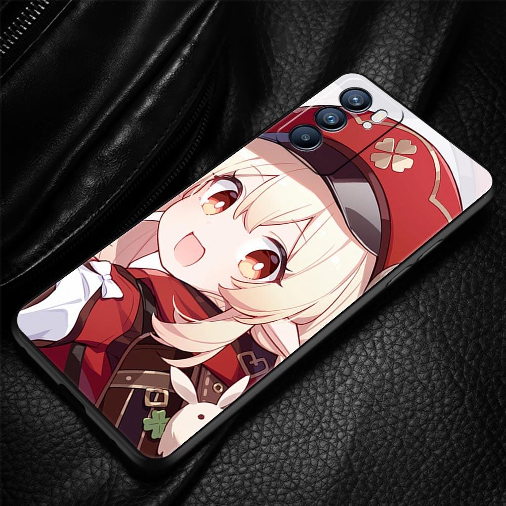 Чехол для игрового телефона Genshin Impact для Oppo A54 A53 A52 A9 2020 A15 A95 A16 A76 A74 A12 Find X5 Reno7 Reno6 Pro Plus 5G черный чехол